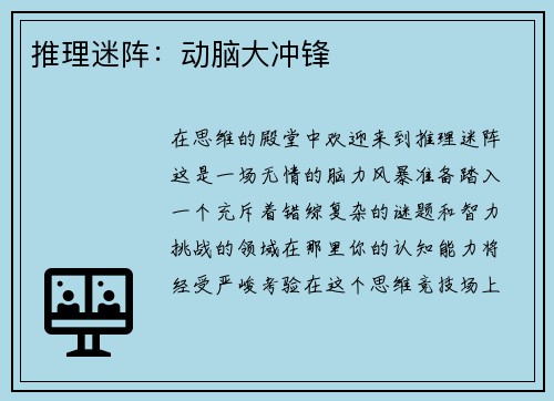 推理迷阵：动脑大冲锋