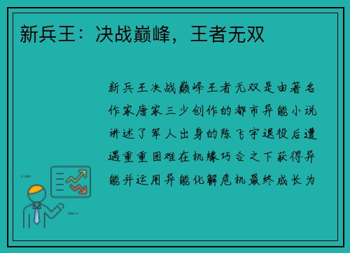 新兵王：决战巅峰，王者无双