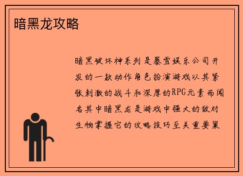 暗黑龙攻略